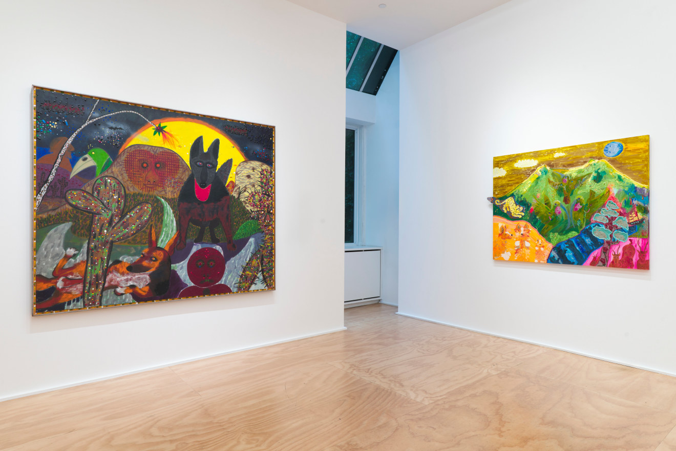 Installation view of Maija Peeples-Bright &amp; Roy De Forest at Venus Over Manhattan, New York