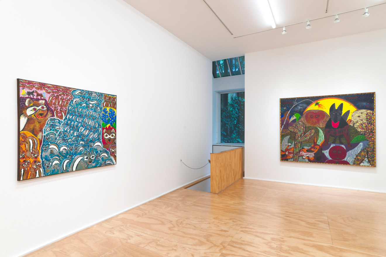 Installation view of Maija Peeples-Bright &amp; Roy De Forest at Venus Over Manhattan, New York