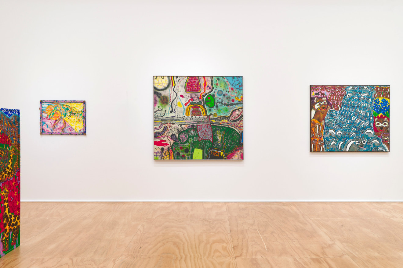 Installation view of Maija Peeples-Bright &amp; Roy De Forest at Venus Over Manhattan, New York