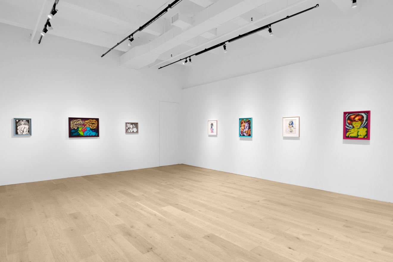 Installation view of In My Room: Ana Benaroya, Tom of Fin-land, Karl Wirsum at Venus Over Manhattan, New York, 2023