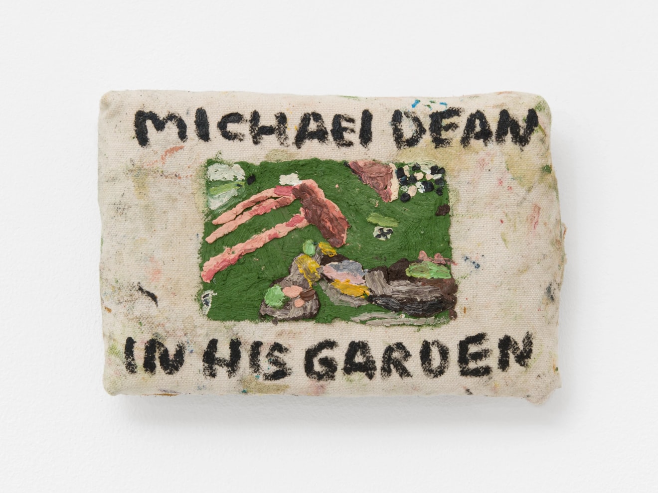 Painting titled Michael Dean in his garden by Sophie Barber from 2022.