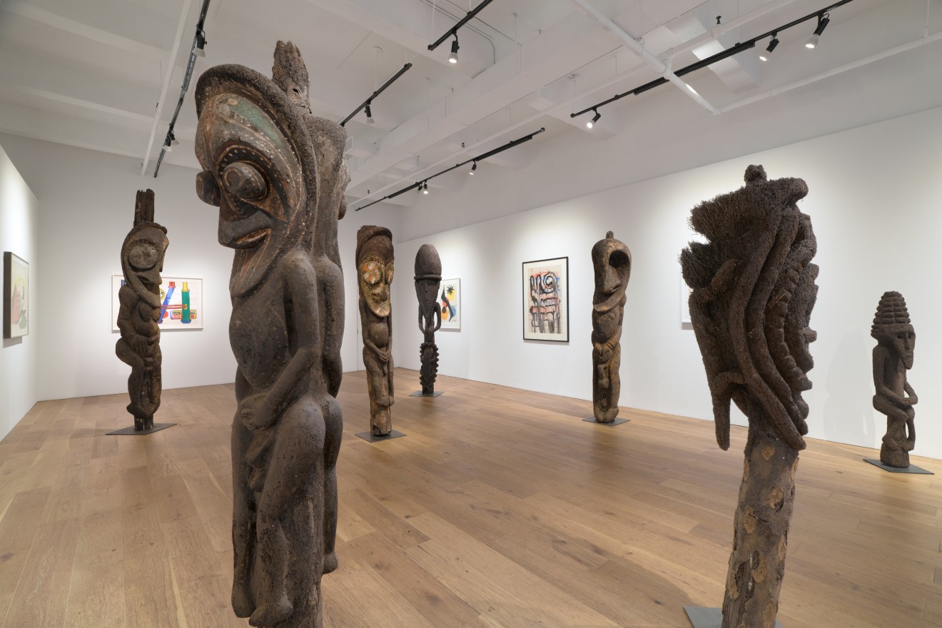 Installation view of Vanuatu Totems &amp; Calder Gouaches, Venus Over Manhattan, New York, 2023