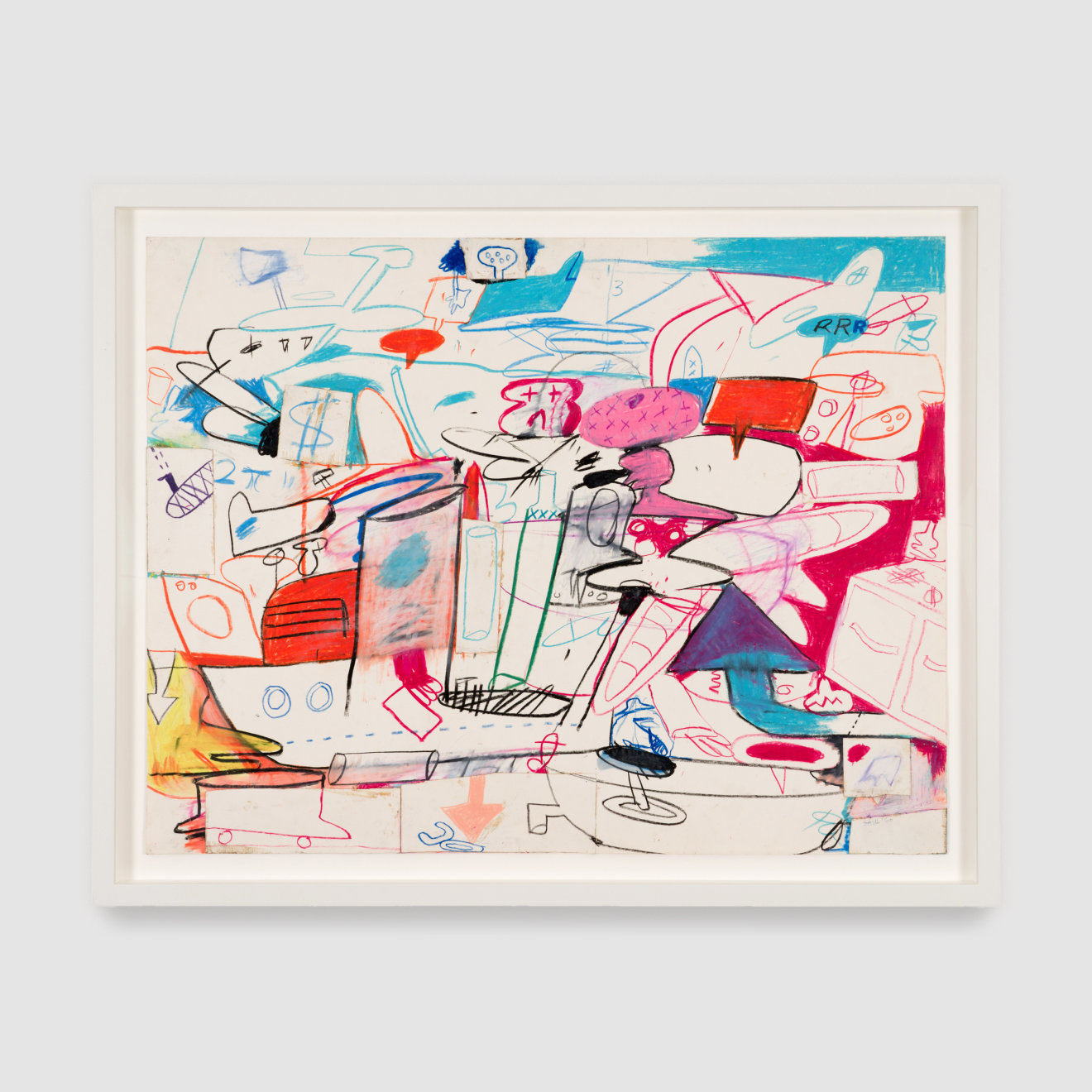 Peter Saul, &quot;Untitled,&quot; 1960. Pastel, color pencil, collage on paper; 19 3/4 x 25 3/4 in (50.2 x 65.4 cm). Collection of KAWS.