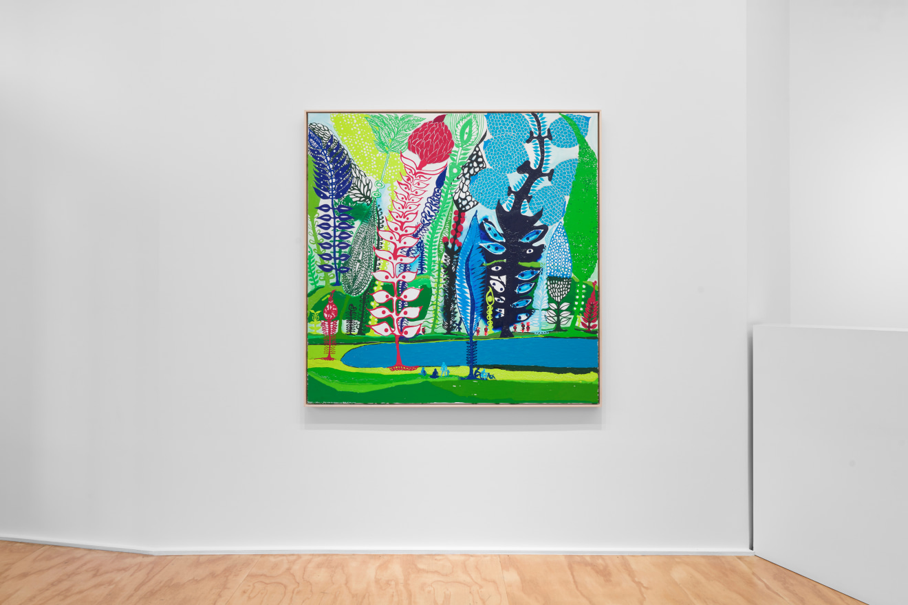 Installation view of John Pule, Venus Over Manhattan, New York, 2024