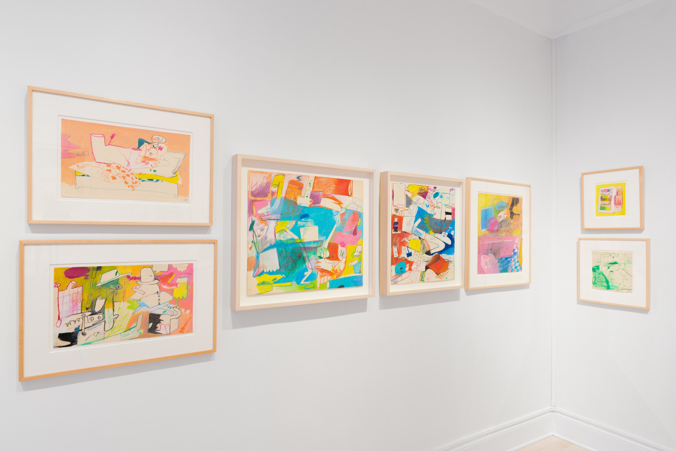 Installation view of Peter Saul Early Works on Paper at Venus Over Manhattan New York