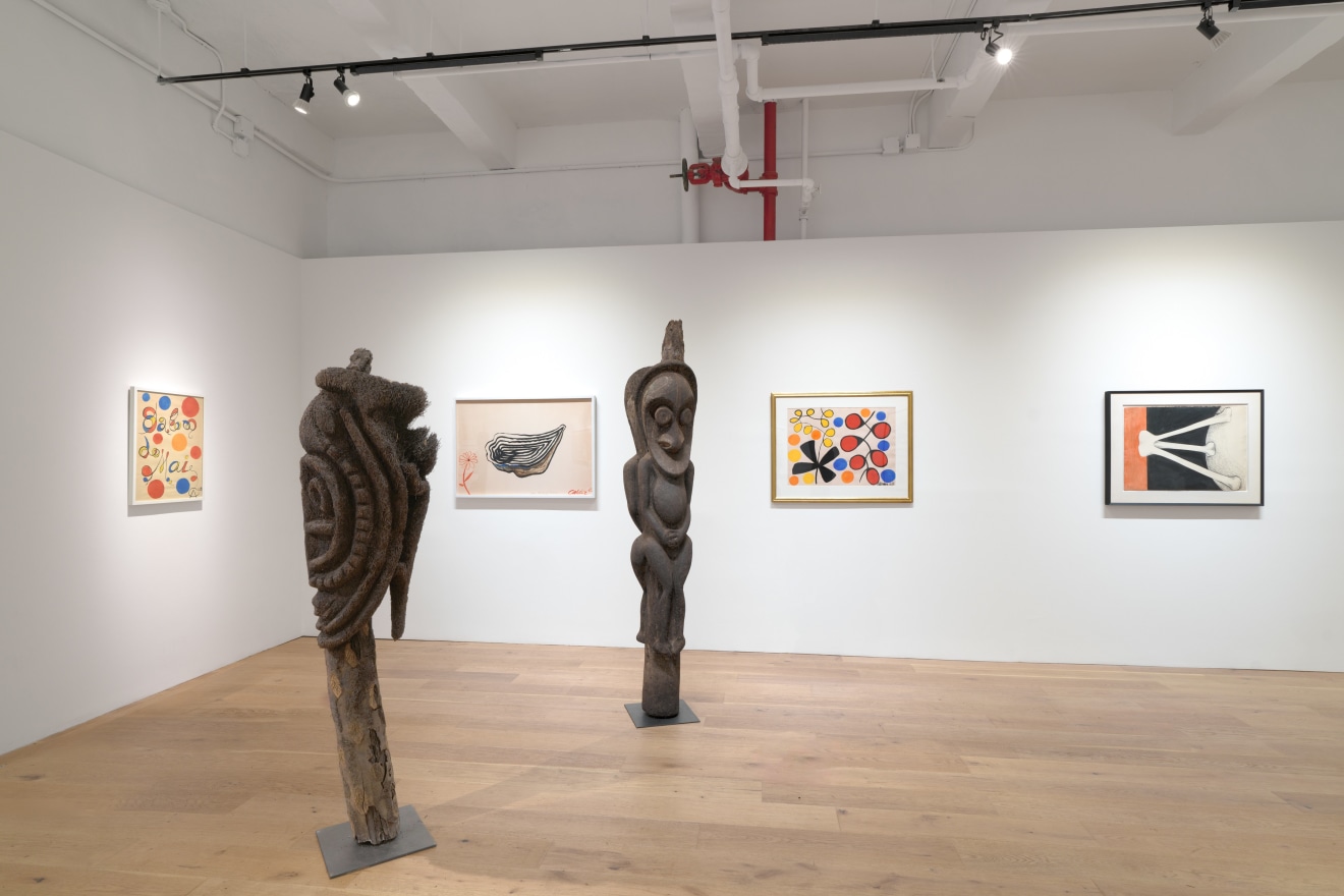 Installation view of Vanuatu Totems &amp; Calder Gouaches, Venus Over Manhattan, New York, 2023