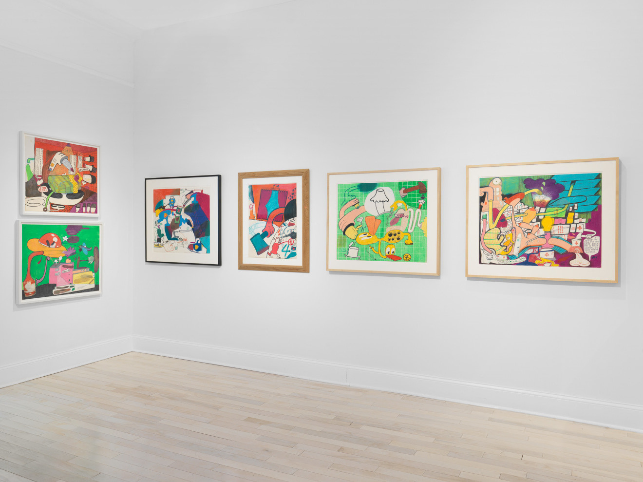 Installation view of Peter Saul Early Works on Paper at Venus Over Manhattan New York