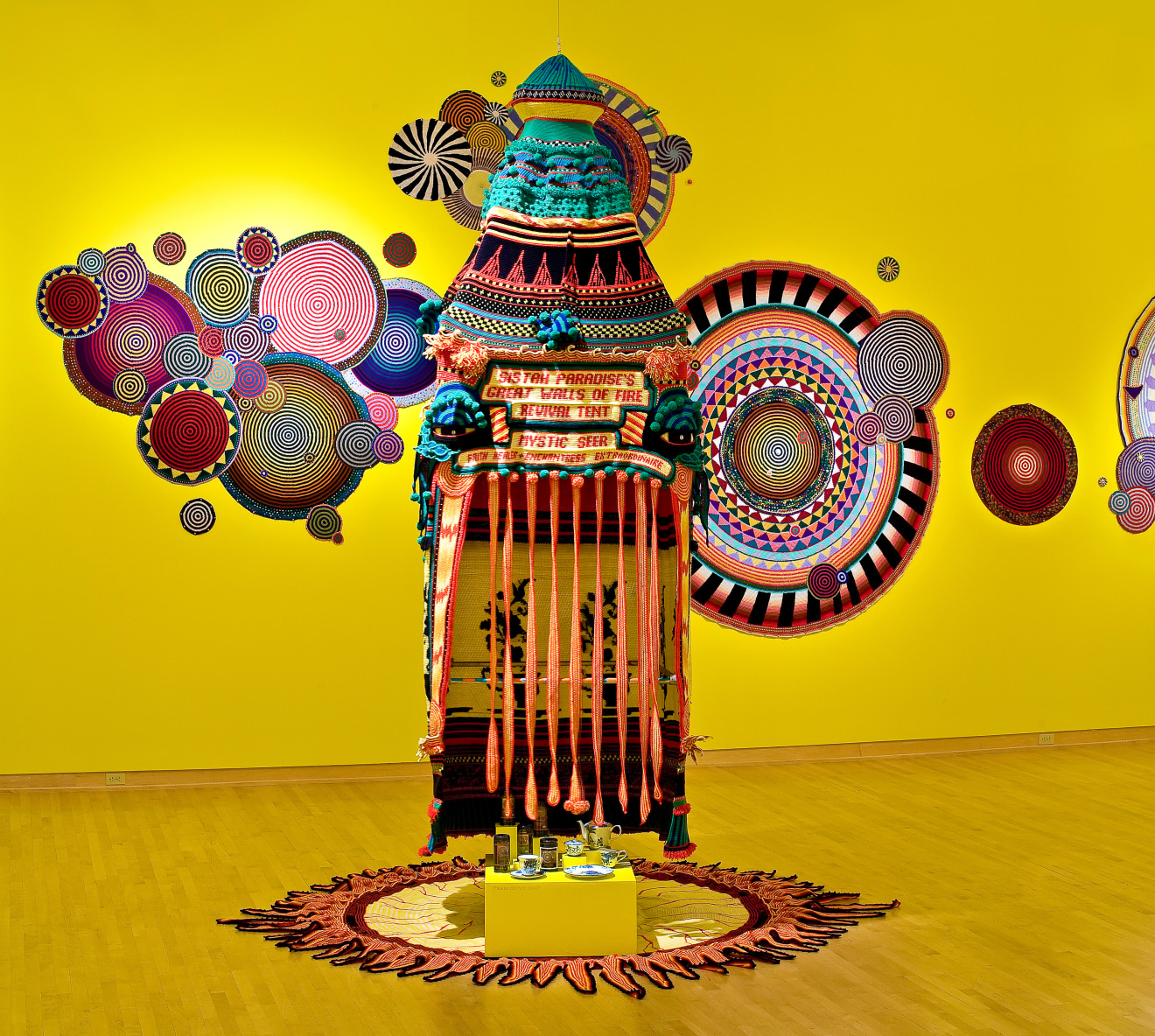 Installation view of &quot;Sistah Paradise&#039;s Great Walls of Fire Revival Tent,&quot; 1993/1999/2009, John Michael Kohler Arts Center, Sheboygan, 2009-2010.