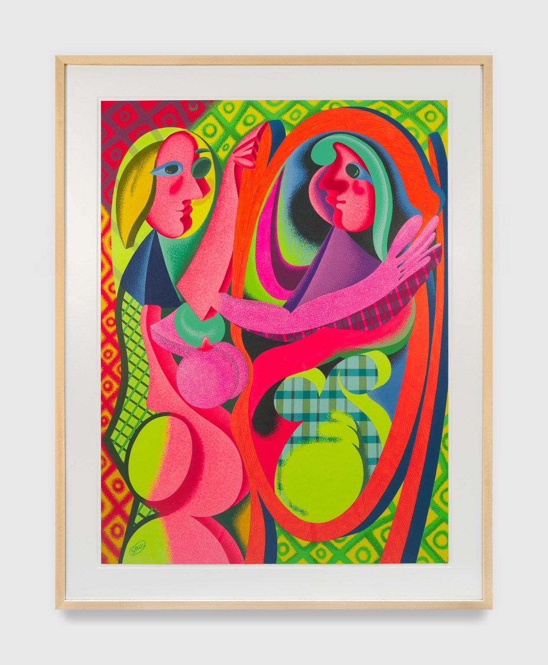 Painting on board by Peter Saul titled Picasso's Girl Before a Mirror from 1978