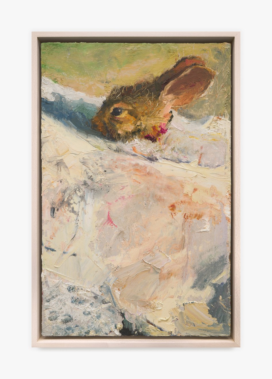 Painting by Seth Becker titled Rabbit's Head on a Garden Wall from 2024