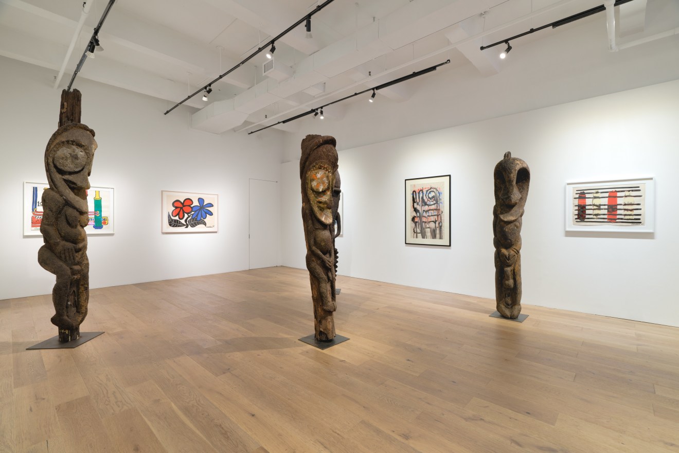 Installation view of Vanuatu Totems &amp; Calder Gouaches, Venus Over Manhattan, New York, 2023