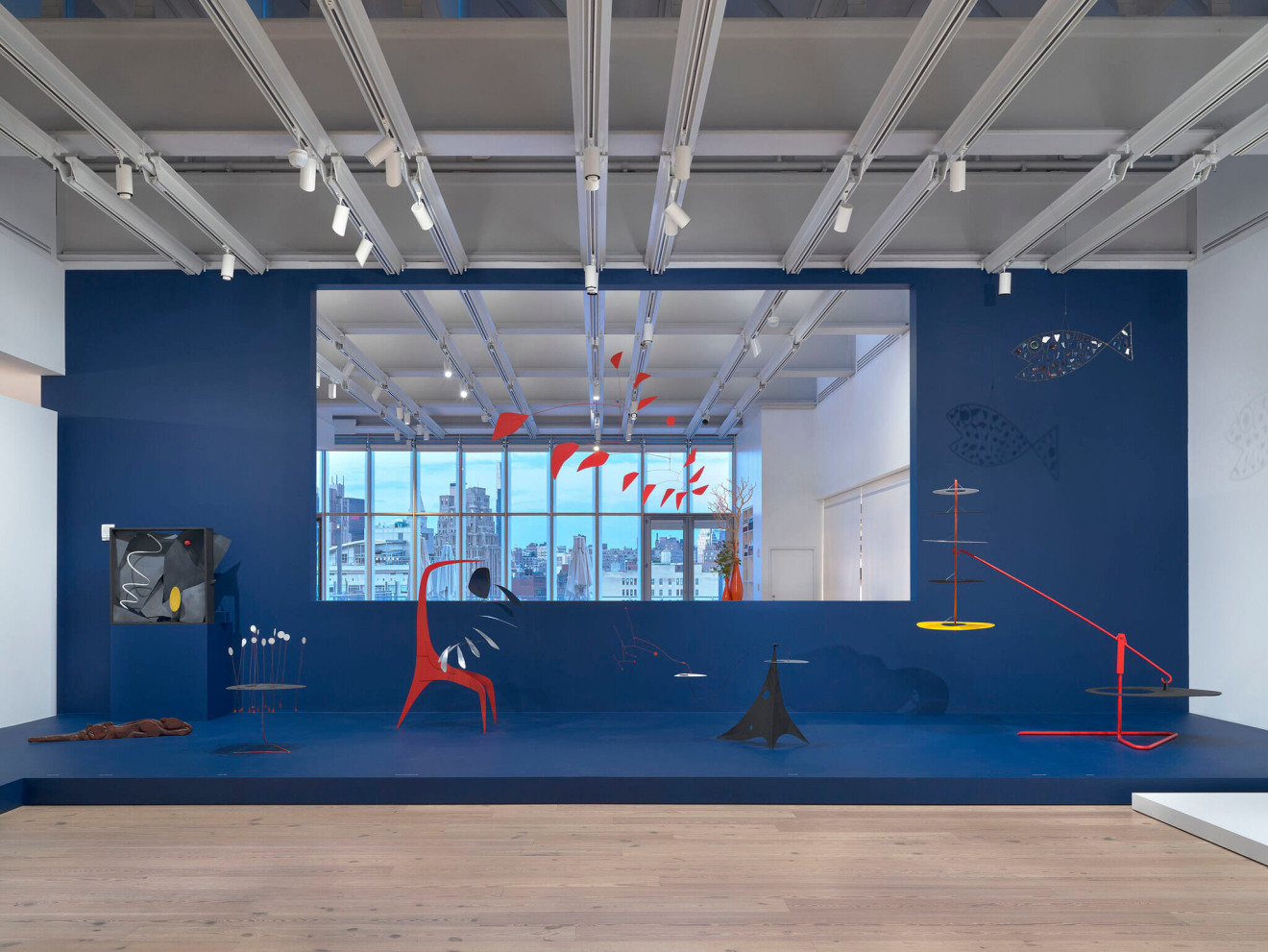 Installation image of the exhibition titled Calder: Hypermobility at the Whitney Museum of American Art