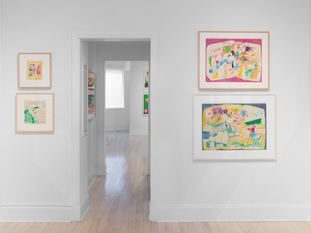 Installation view of Peter Saul Early Works on Paper at Venus Over Manhattan New York