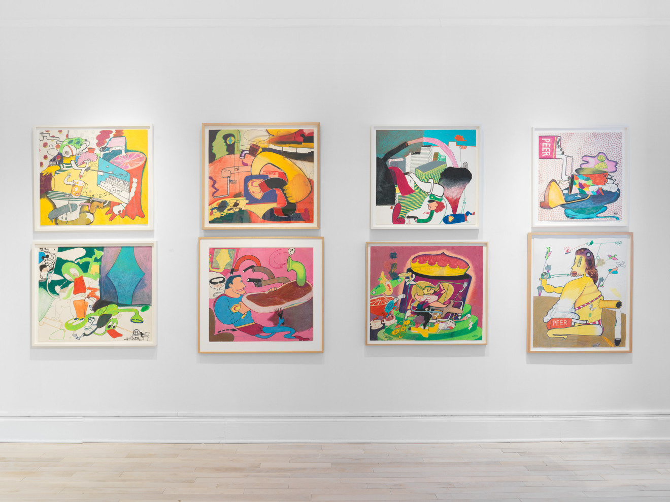 Installation view of Peter Saul Early Works on Paper at Venus Over Manhattan New York