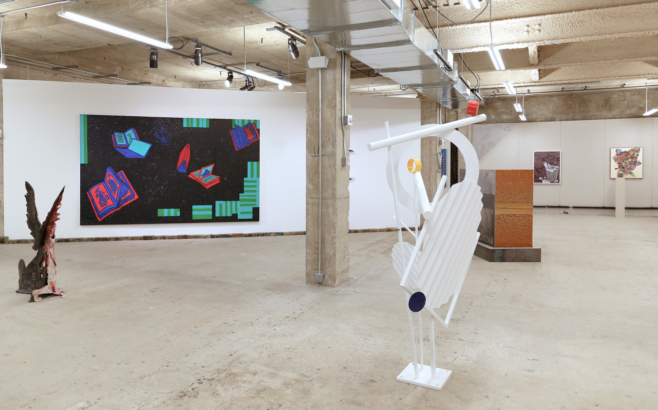 Installation view of Made in Space, curated by Peter Harkawik and Laura Owens, Venus Over Manhattan, New York, 2013