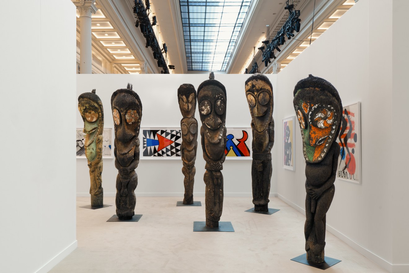 Installation view of Vanuatu Totems &amp; Calder Gouaches at Independent 20th Century, 2023