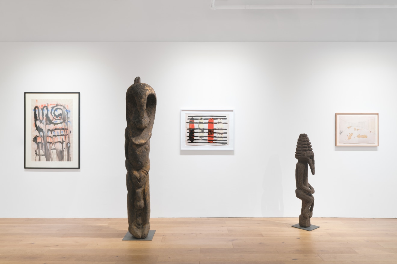 Installation view of Vanuatu Totems &amp; Calder Gouaches, Venus Over Manhattan, New York, 2023