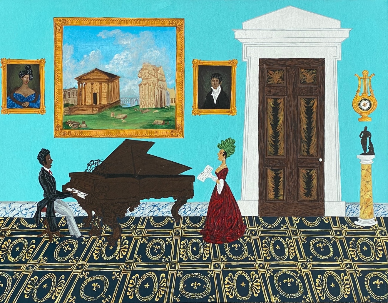 Painting by Andrew LaMar Hopkins titled &quot;Edmond D&eacute;d&eacute; Piano Recital&quot;