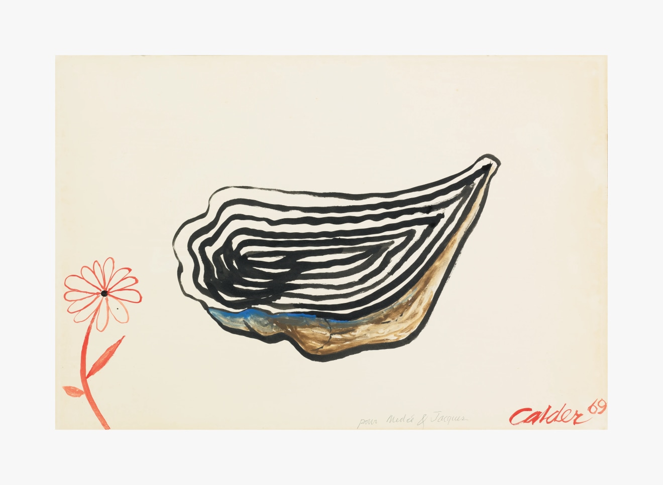 Work on paper by Alexander Calder titled L'Huitre from 1969