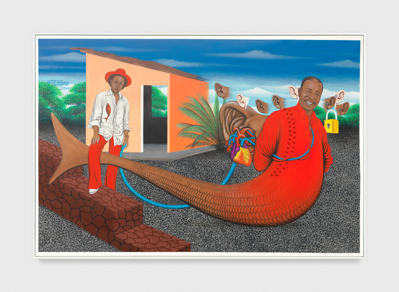 Painting by Ch&eacute;ri Samba titled Le secret d'un petit poisson devenu grand from 2007