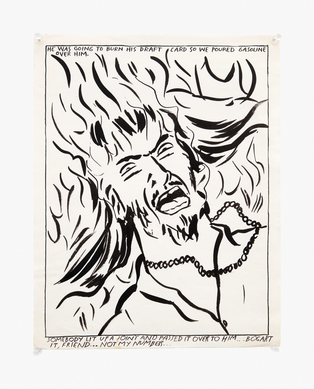 Raymond Pettibon, &quot;No Title (He was going...),&quot; 1987. Ink on paper; 14 x 11 in (35.6 x 27.9 cm). &copy; 2023 Raymond Pettibon. Courtesy the artist, David Zwirner, and Venus Over Manhattan, New York.