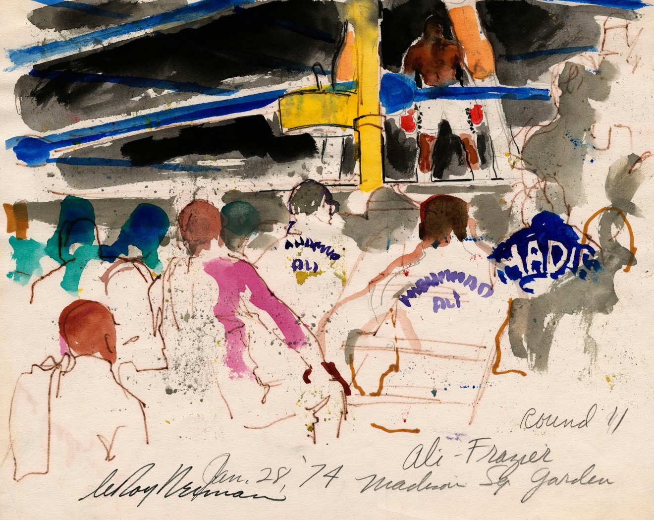 LeRoy Neiman, Ali vs Frazier, Round II at Madison Square Garden, 1974