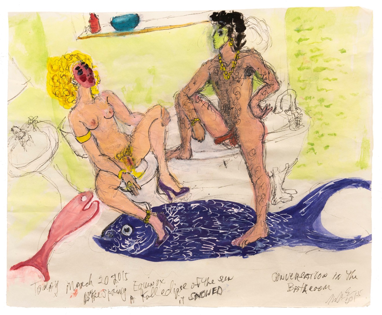 Martha Edelheit, Conversation in the Bathroom, 2015