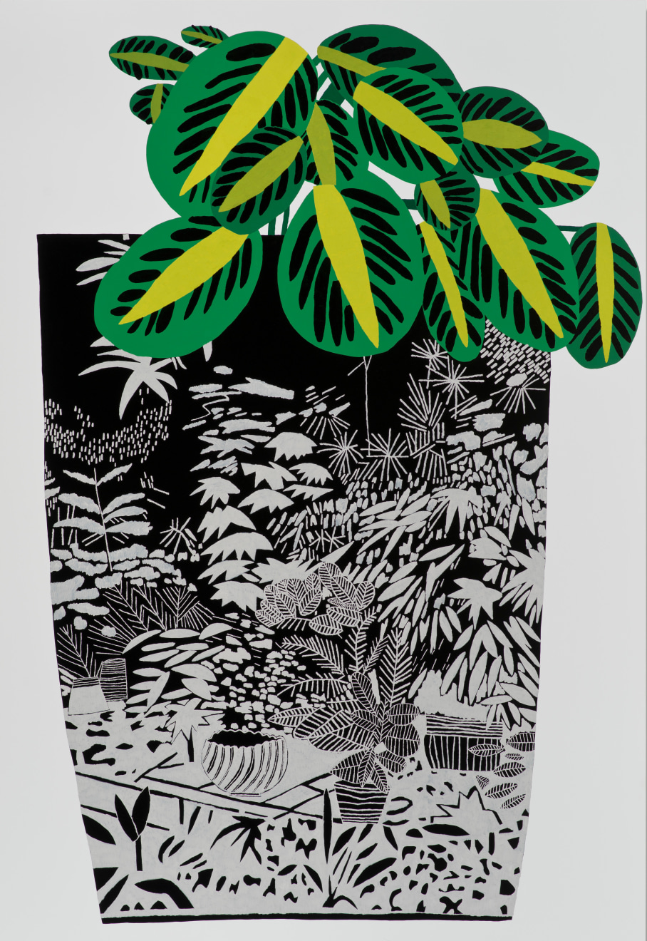 Jonas Wood Black Landscape Pot with Kiwi Plant, 2014