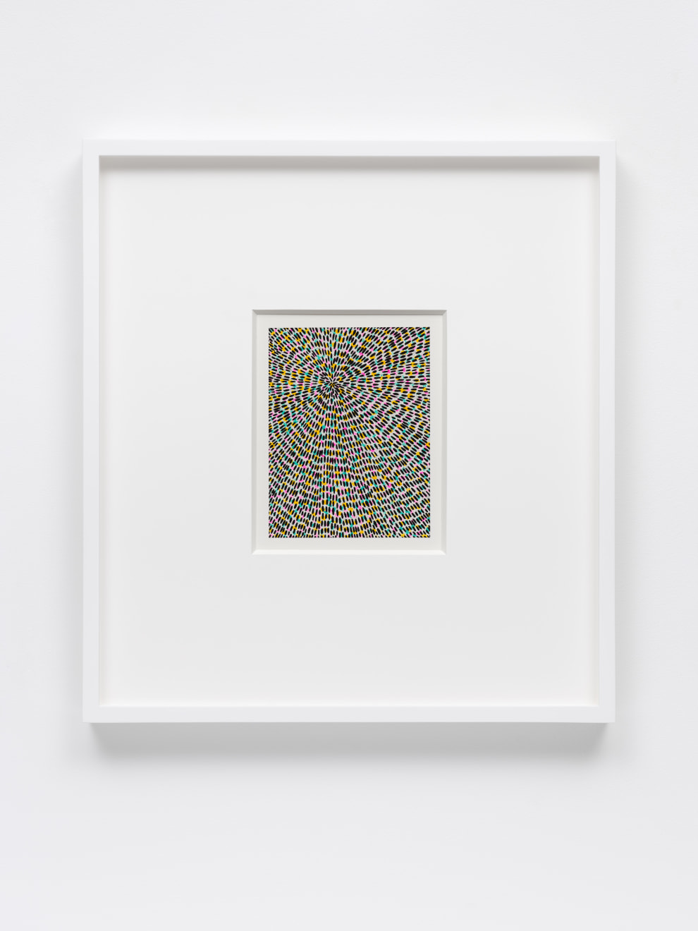 Jennifer Guidi, Untitled (Black Gouache Universe Mandala, Pink, Yellow and Turquoise, White Ground), 2022