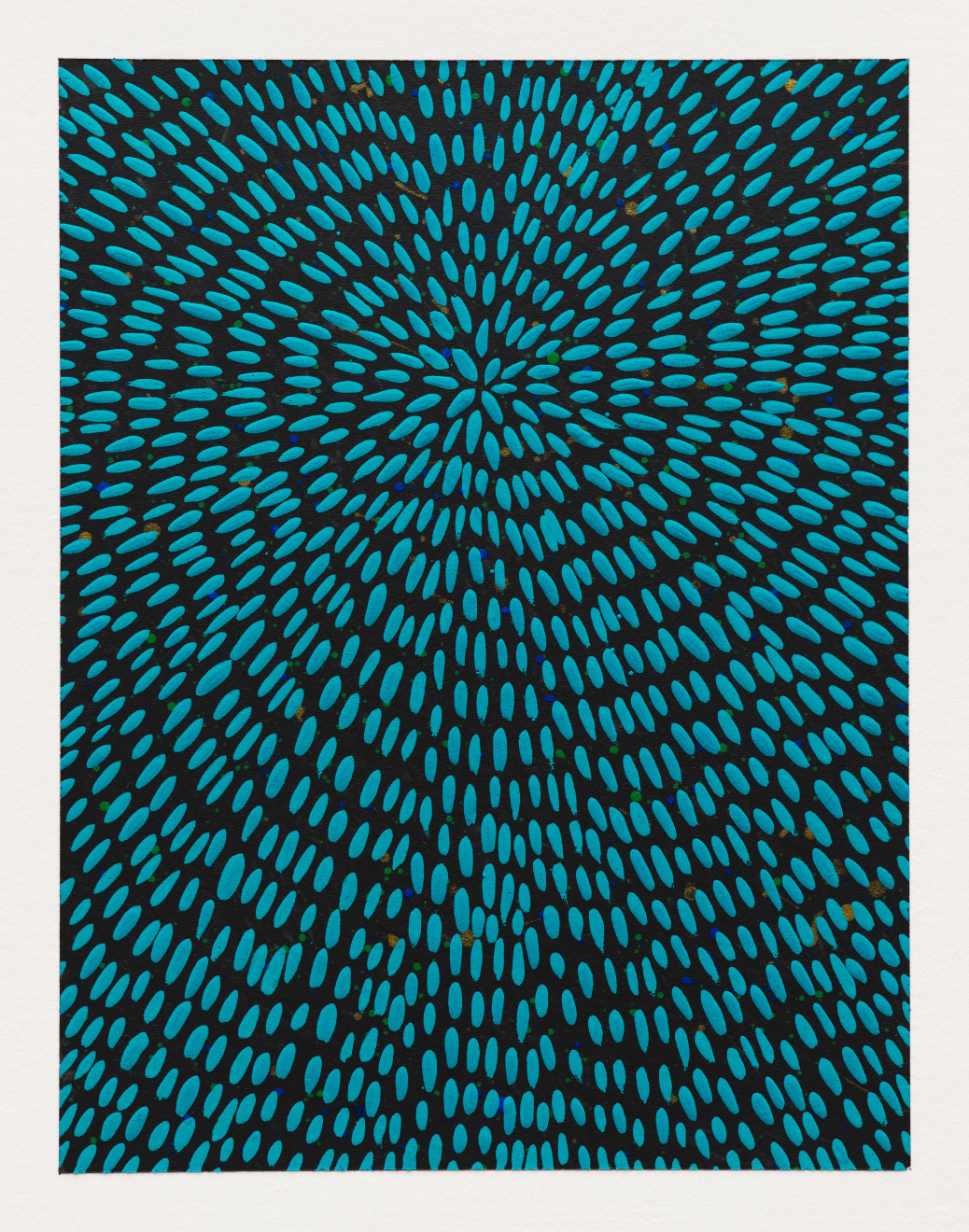 Jennifer Guidi, Untitled (Turquoise Gouache Universe Mandala, Green, Gold and Blue, Black Ground), 2022