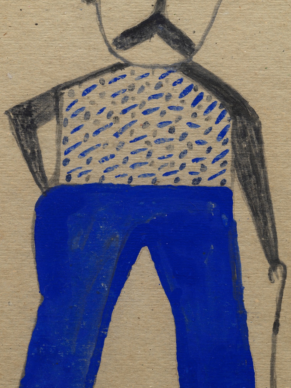 Bill Traylor, Untitled (Man with Blue Pants and Cane), c. 1939 - 1941