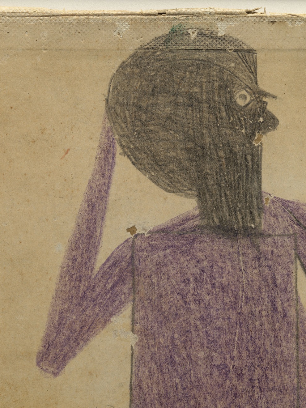 Bill Traylor, Untitled (woman with purple shirt), 1939