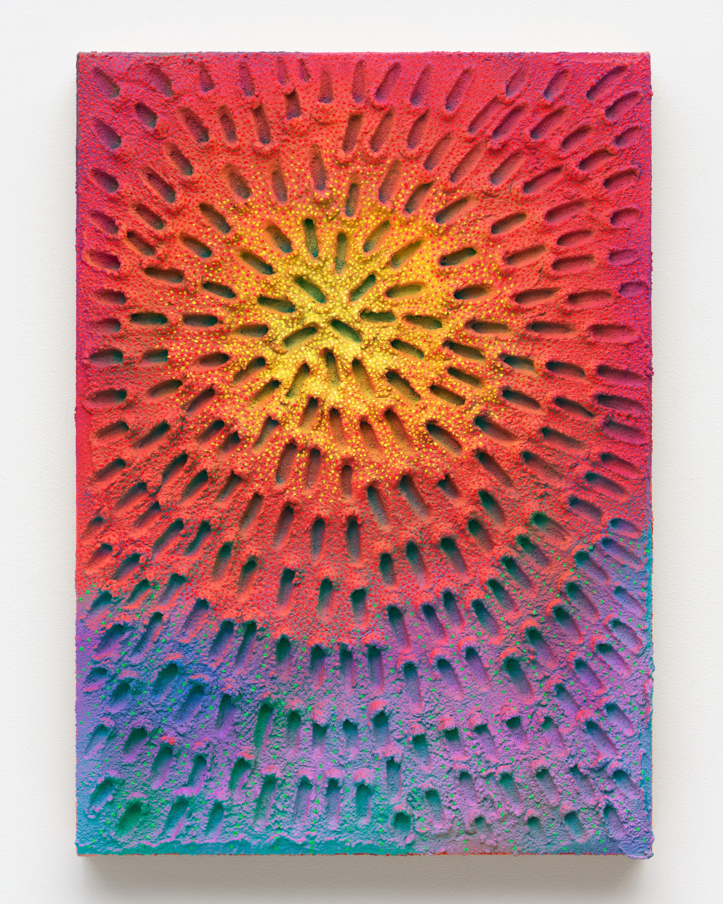 Jennifer Guidi, Eternal Glow (Painted Pink Sand, Teal-Purple-Pink-Red-Orange-Yellow Gradient with Green, Hot Pink and Yellow, Orange and Red Ground), 2022