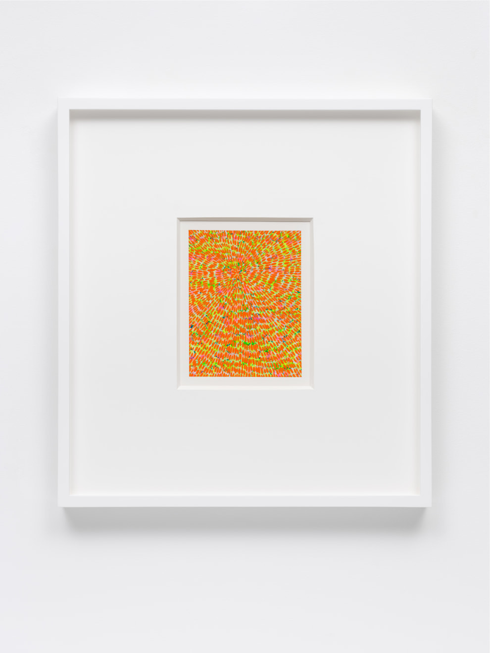 Jennifer Guidi, Untitled (Orange Gouache Universe Mandala, Multicolored Ground), 2022