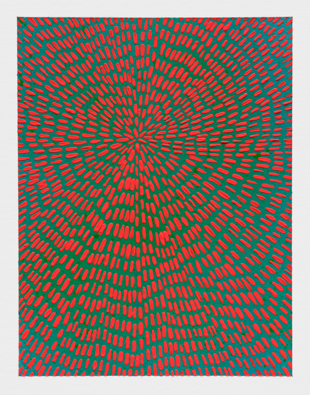 Jennifer Guidi, Untitled (Red Gouache Universe Mandala, Blue to Green Gradient Ground), 2022