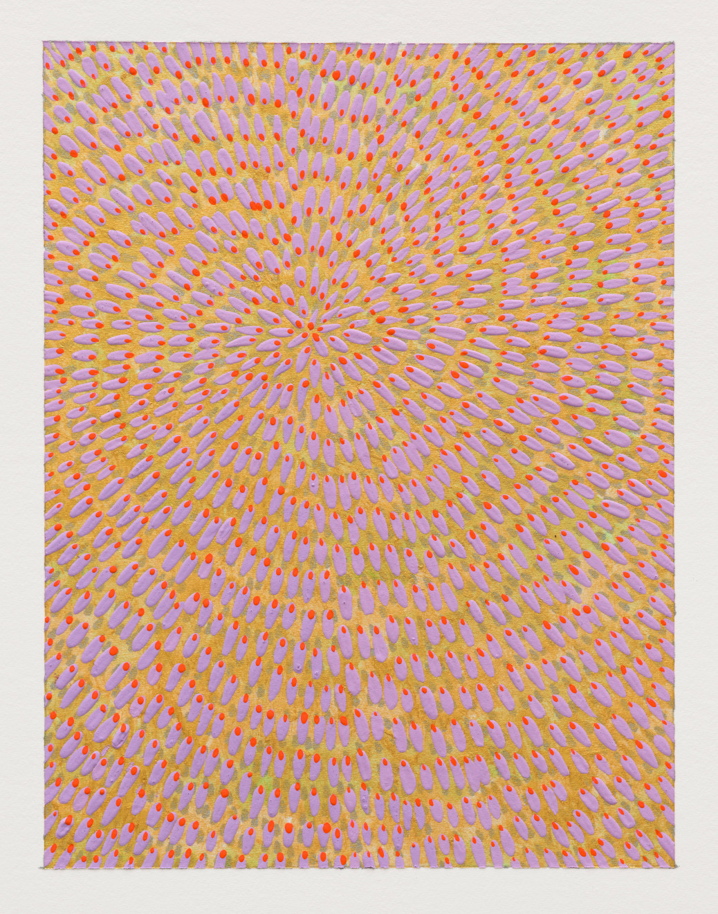 Jennifer Guidi, Untitled (Hot Pink and Lavender Gouache Universe Mandala, Gold Ground), 2022