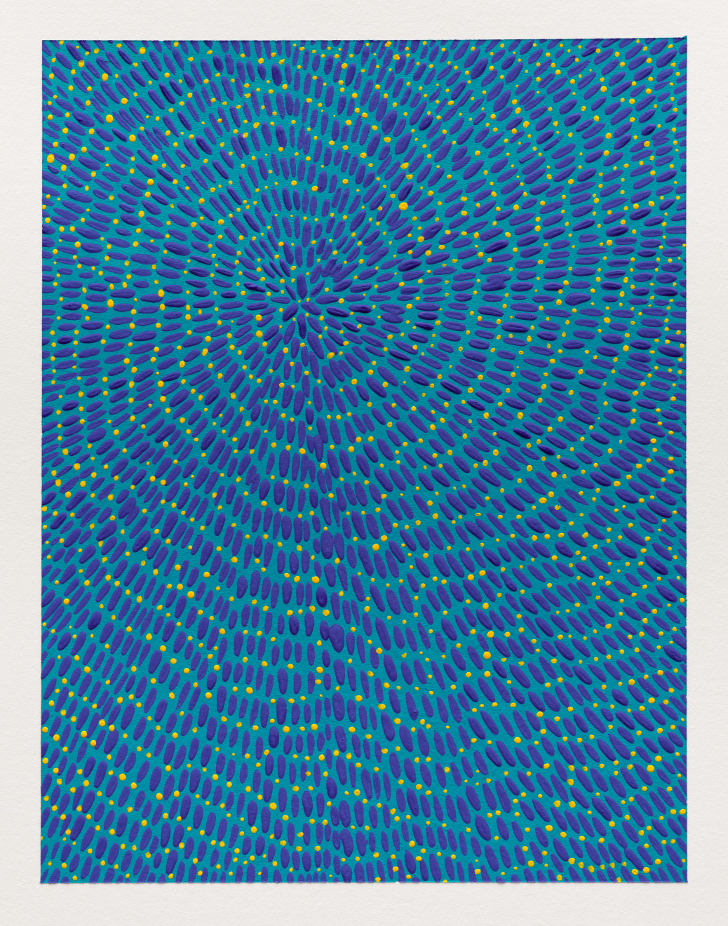 Jennifer Guidi, Untitled (Blue Gouache Universe Mandala, Yellow, Light Blue Ground), 2022