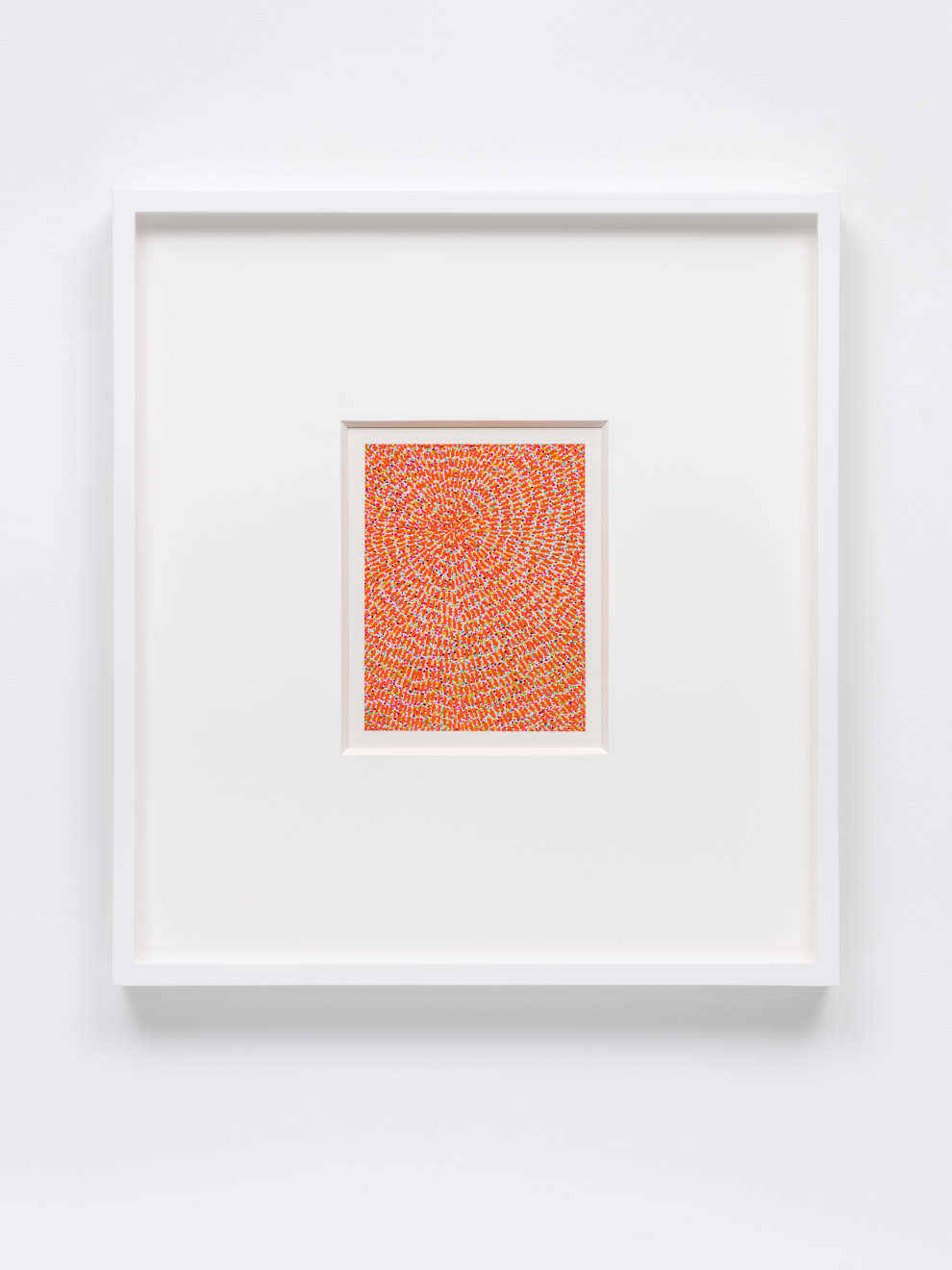 Jennifer Guidi, Untitled (Fluorescent Orange Gouache Universe Mandala, Multicolored Ground), 2022