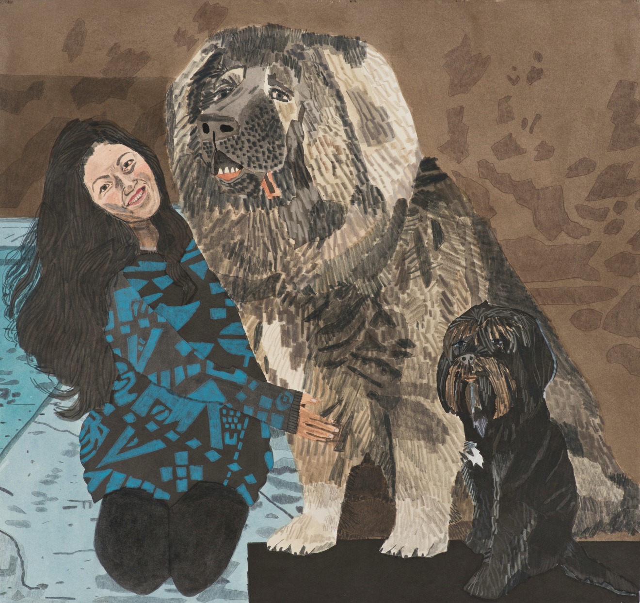 Jonas Wood Shio with 2 Dogs, 2014
