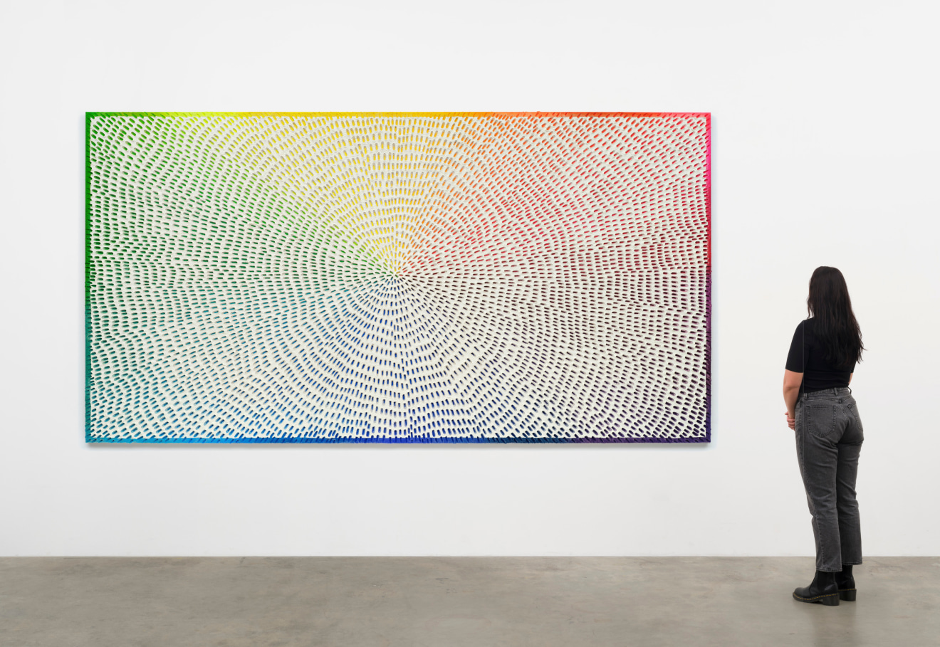 Jennifer Guidi, Reflections of a Rainbow (Painted White, Painted White Sand, Rainbow Gradient, White Ground), 2022