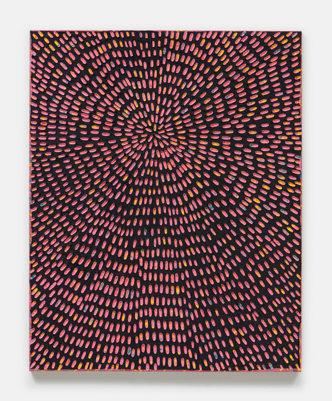 Jennifer Guidi, Awaken in Harmony (Painted Black, Painted Pink Sand, Natural Ground with Yellow, Blue, Pink and Orange), 2021