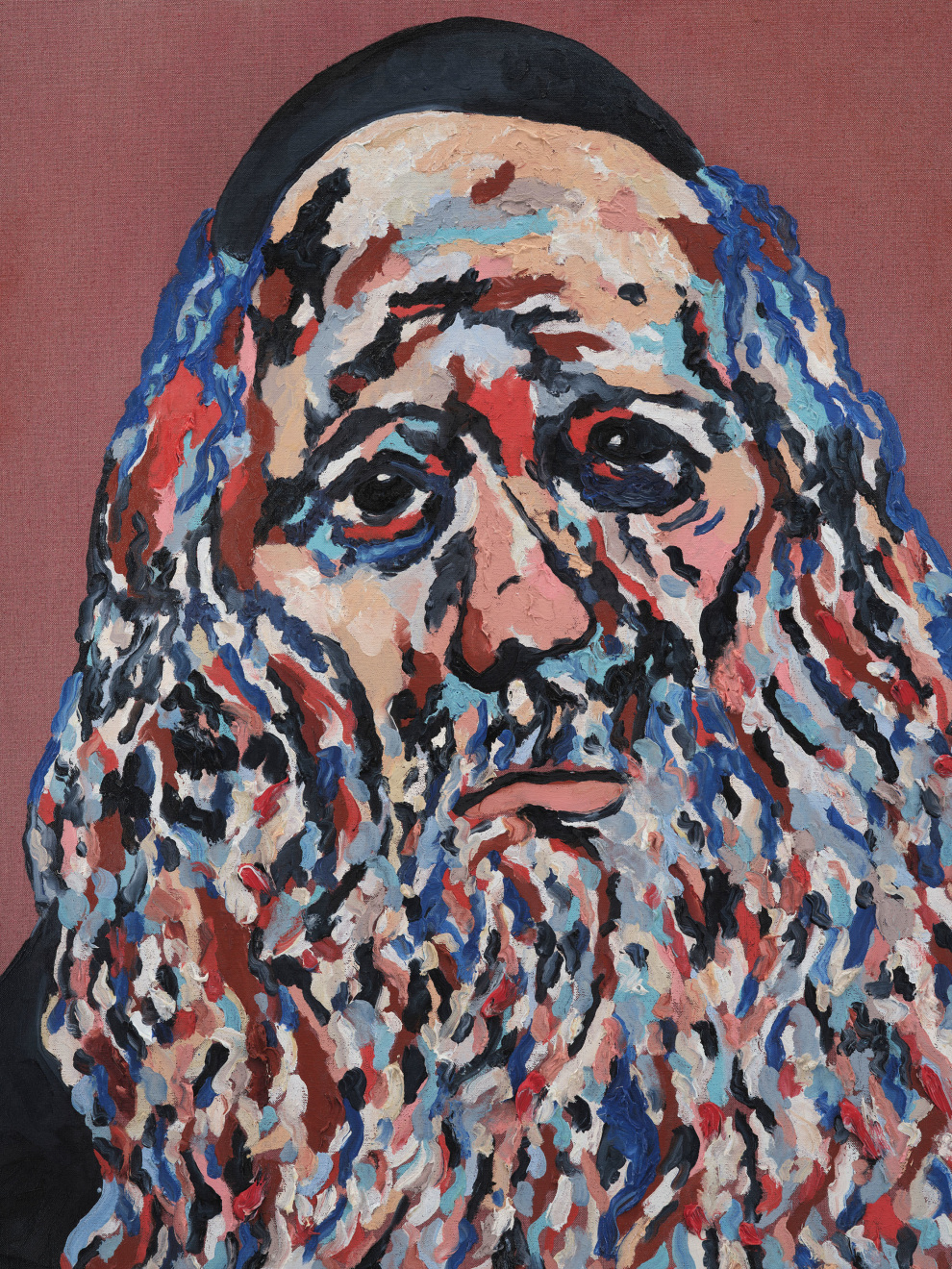 Joel Mesler, Rabbi with red blue, 2023