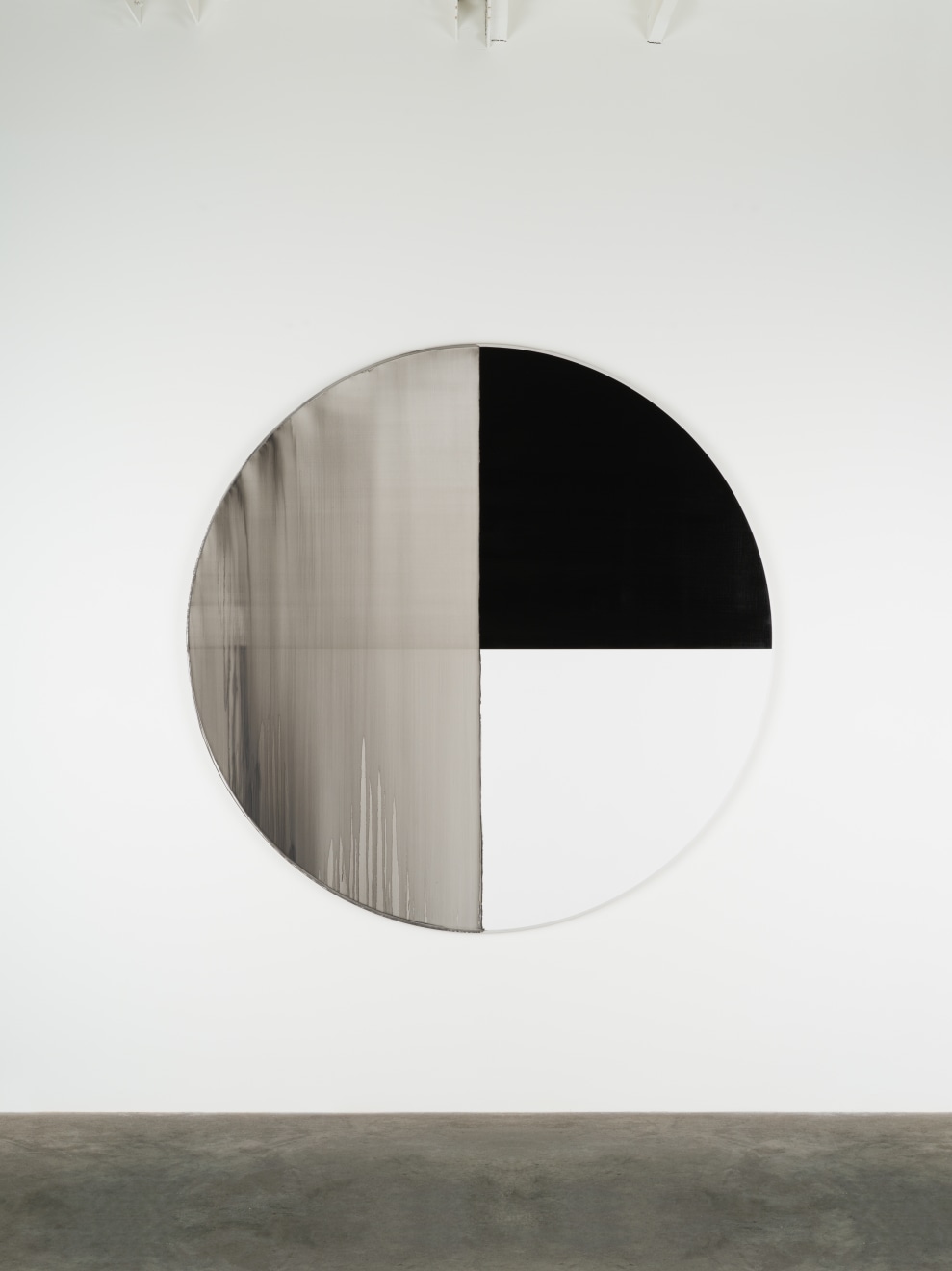 Callum Innes Exposed Painting Lamp Black, 2022 signed by the artist, verso oil on Birch Ply 70 7/8 inches (180 cm) diameter (CI-TP.46.22)