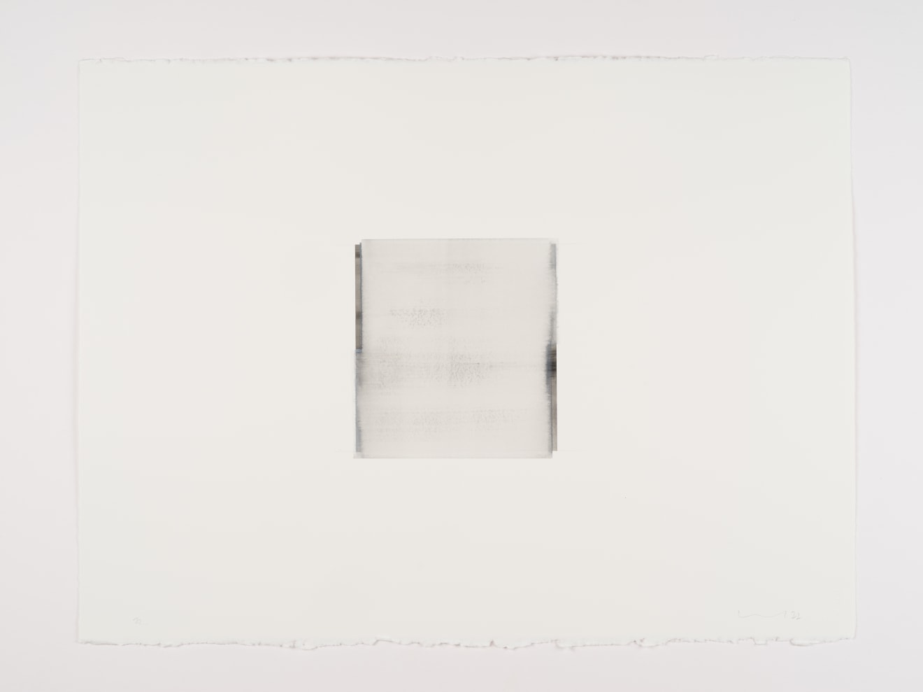 Callum Innes Charcoal Black / Titanium White, 2022 numbered, signed and dated by the artist, recto watercolor on Arches 600gsm HP paper: 22 13/16 x 30 5/16 inches (58 x 77 cm) framed: 25 1/8 x 32 1/8 x 1 3/4 inches (63.8 x 81.6 x 4.4 cm) (CI-22.22.W)