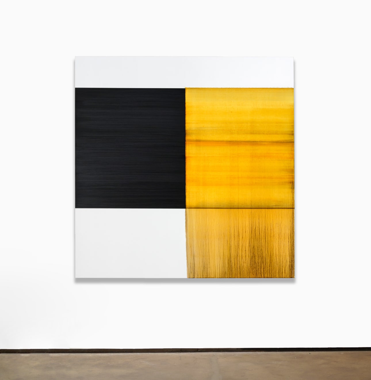 Callum Innes Exposed Painting Quinacridone Gold, 2021 signed by the artist, verso with accompanying signed certificate of authenticity oil on linen 70 7/8 x 68 7/8 inches (180 x 175 cm)