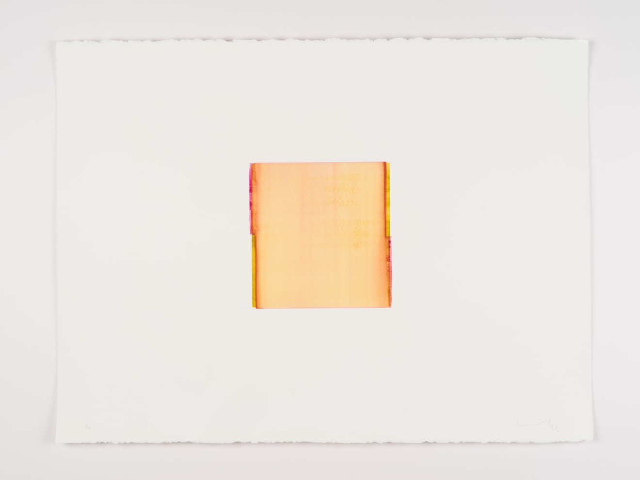 Callum Innes Gold Green / Magenta, 2022 numbered, signed and dated by the artist, recto watercolor on Arches 600gsm HP paper: 22 13/16 x 30 5/16 inches (58 x 77 cm) framed: 25 1/8 x 32 1/8 x 1 3/4 inches (63.8 x 81.6 x 4.4 cm) (CI-14.22.W)