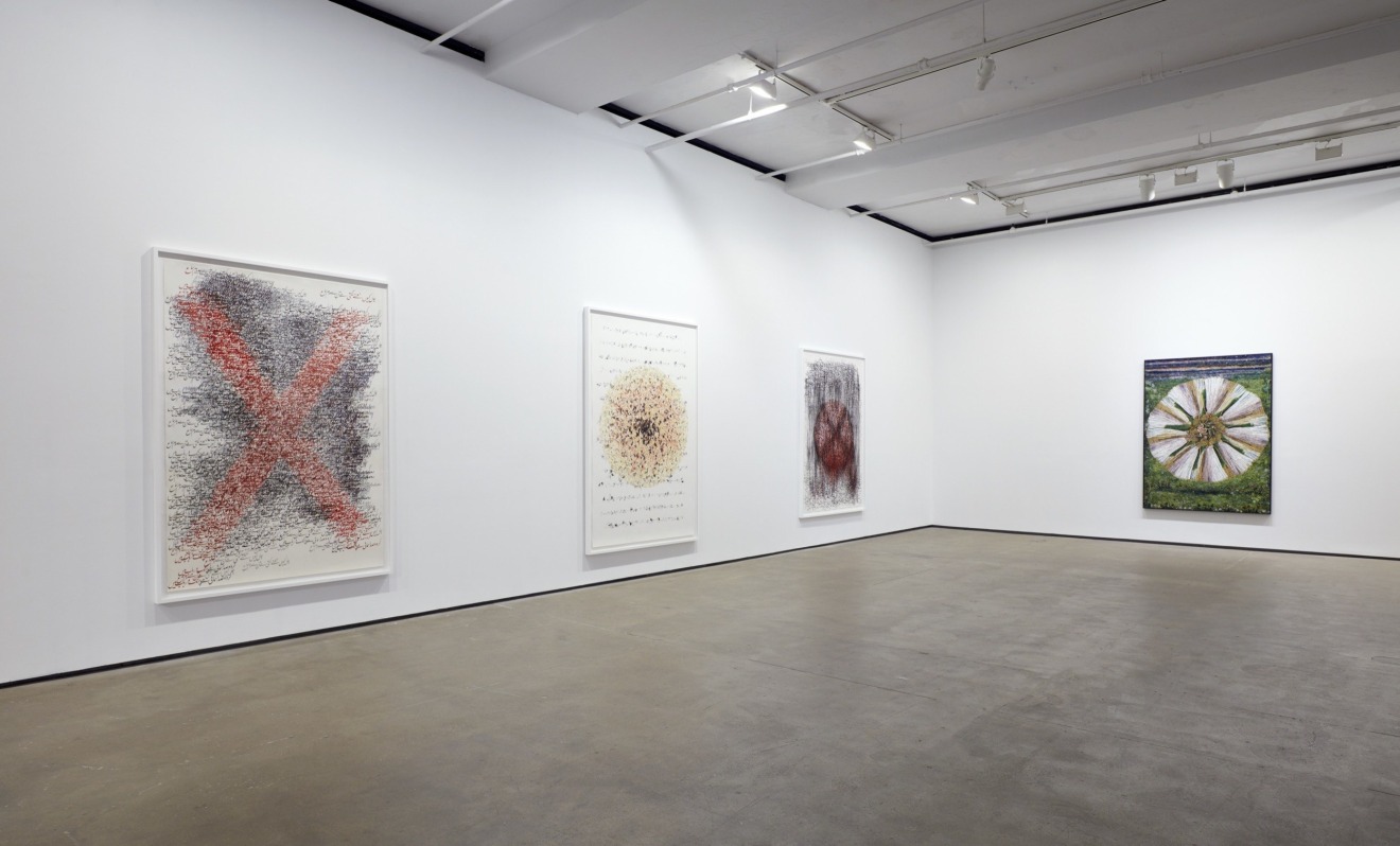 Installation view of&nbsp;Shahzia Sikander:&nbsp;Weeping Willows, Liquid Tongues&nbsp;at Sean Kelly, New York, November 5 &ndash; December 19, 2020&nbsp;