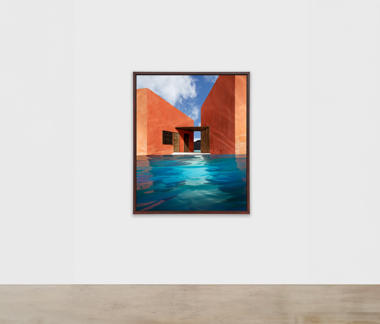 James Casebere,&nbsp;Patio with Blue Sky, 2024, framed archival pigment print mounted to Dibond, paper: 57 3/4 x 46 3/4 framed: 60 9/16 x 49 9/16 x 2 1/4 inches&nbsp;&copy; James&nbsp;Casebere Courtesy: the artist and Sean Kelly, New York/Los Angeles