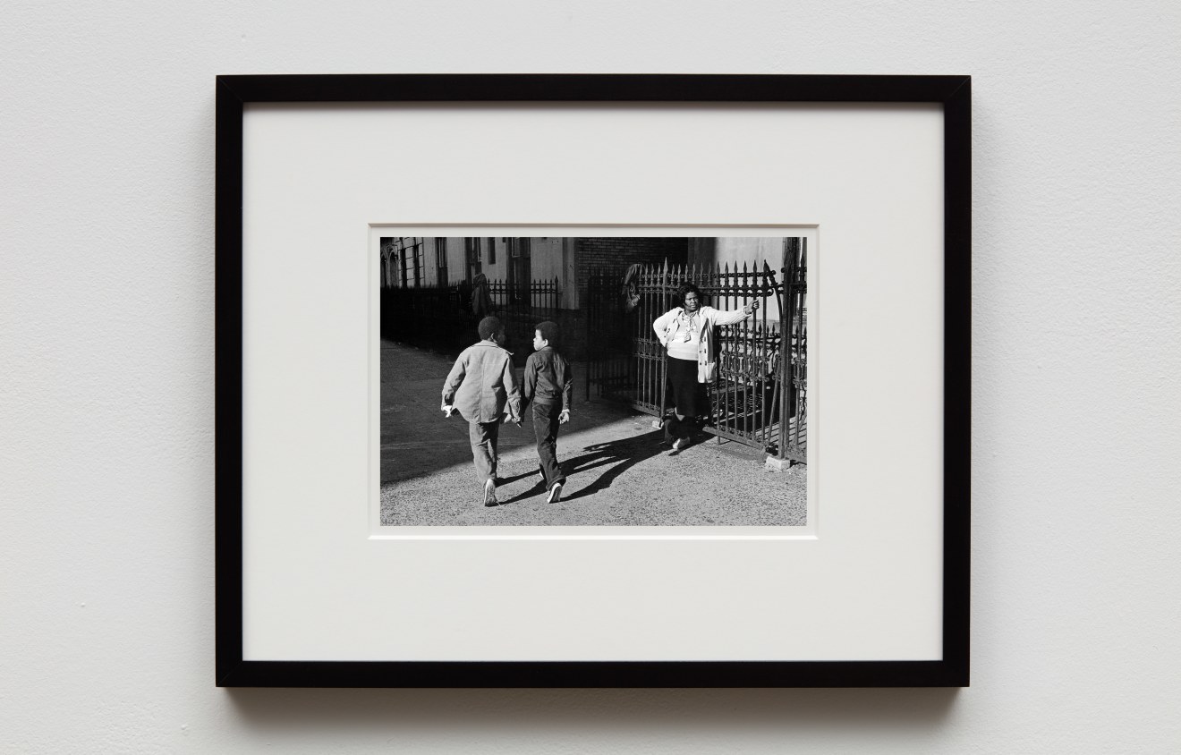 Dawoud Bey, A Woman and Two Boys Passing, Harlem, NY, 1978