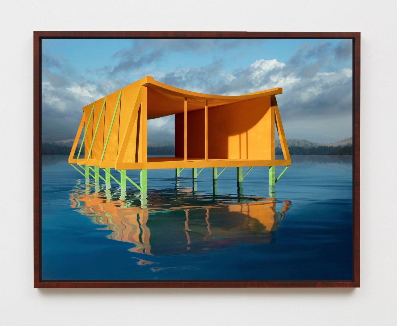 Orange House on Water, 2019, framed archival pigment print mounted to dibond